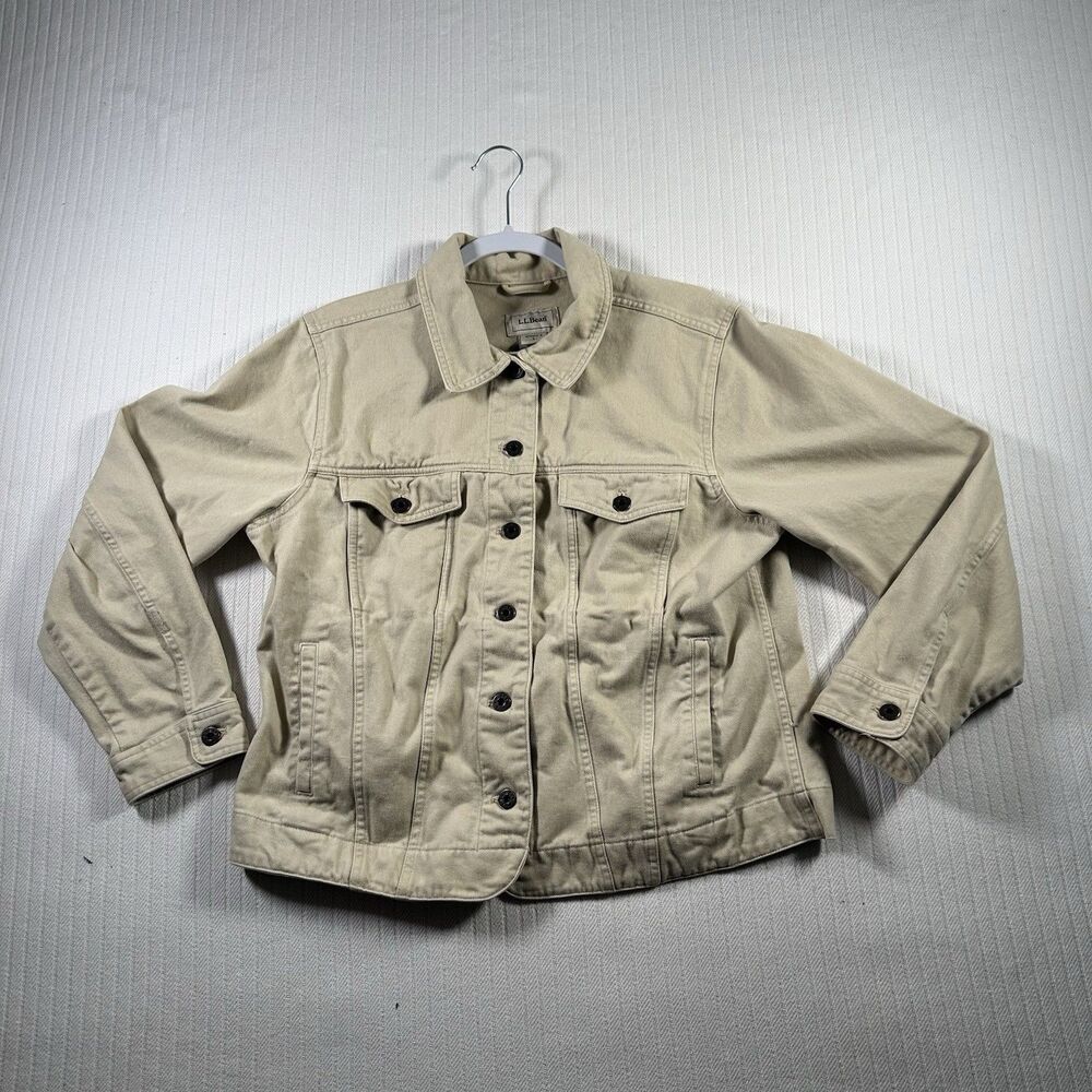 L.L.Bean Women’s Petite XL Jacket Khaki Brown Canvas Utility Field Coat
